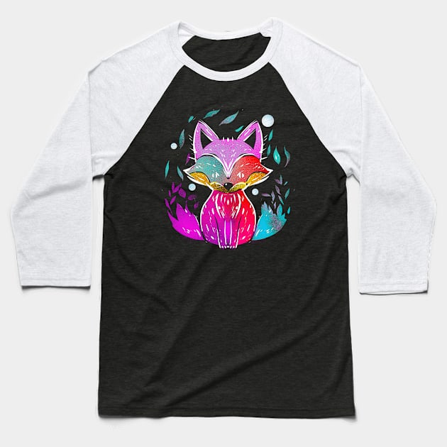 cute fox Baseball T-Shirt by kharmazero